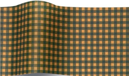 Green Kraft Gingham Print Tissue Paper Sheets
