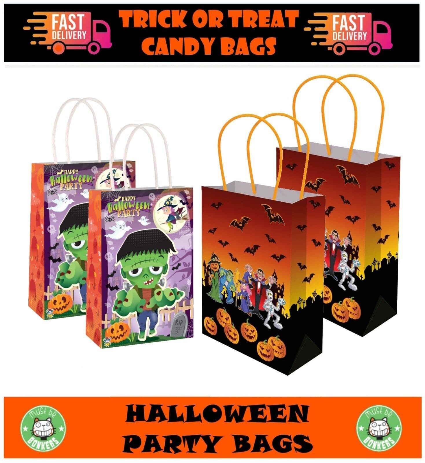 HALLOWEEN TRICK OR TREAT PARTY PAPER TREAT LOOT GIFT BAG GOODY