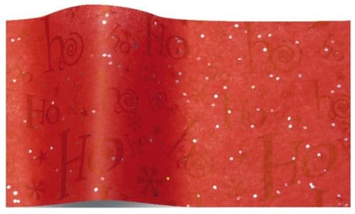 HO HO HO Red Christmas Gemstone Tissue Paper Sheets (GS2008)