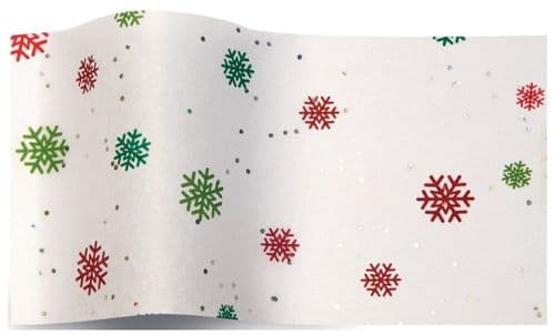 Just Snowflakes (Red / Green) Christmas Gemstone Tissue Paper Sheets (GS2005)
