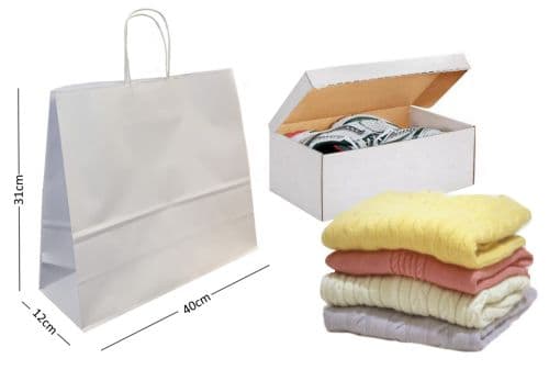 Large - White Retail Bags