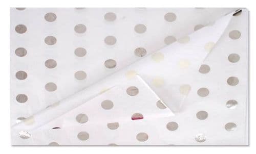 Metallic Silver Spots Dots Tissue Paper Sheets
