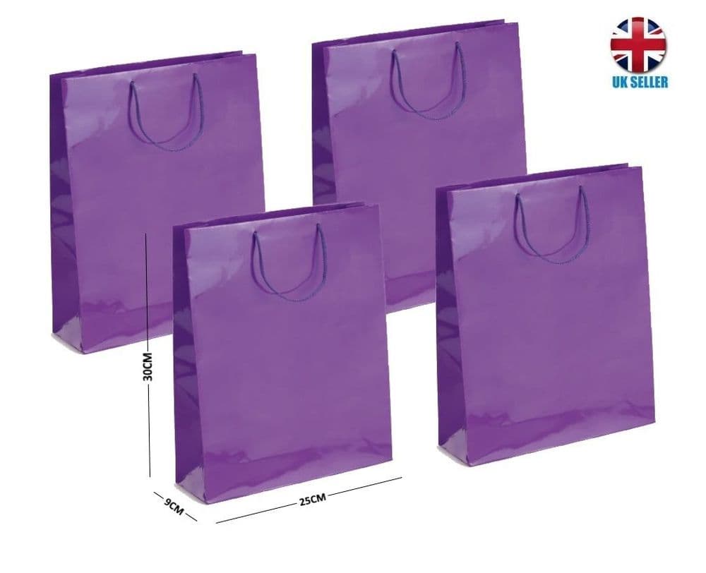 Purple Gloss Laminated Portrait Boutique Gift Bags