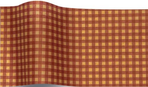 Red Kraft Gingham Print Tissue Paper Sheets