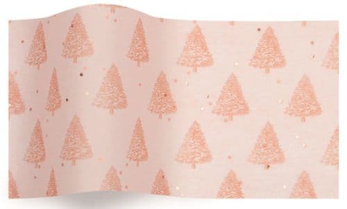 Rose Gold Pearl Trees On Rose Gold Gemstone Tissue Paper Sheets