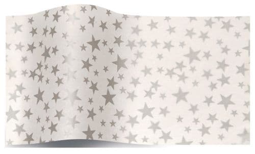 Silver Stars Print Tissue Paper Sheets