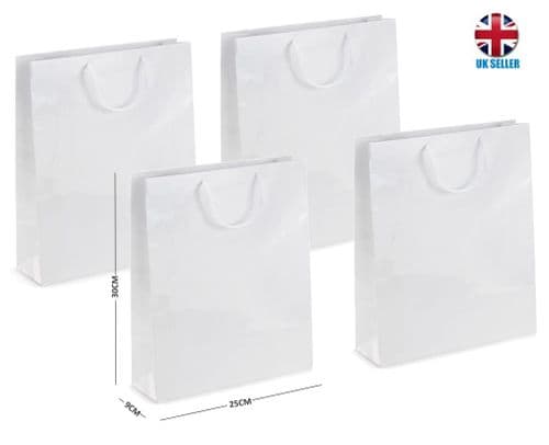 White Gloss Laminated Portrait Boutique Gift Bags