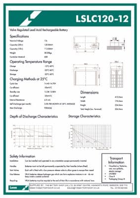 LSLC120-12 Lucas VRLA AGM Cyclic Battery 12v 120Ah
