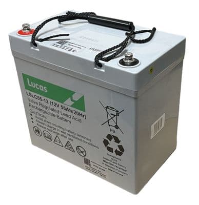 LSLC55-12 Lucas VRLA AGM Cyclic Battery 12v 55Ah