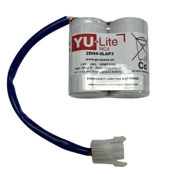 Yuasa YU-Lite Ni-Cd 2DH4-0LAP3 2.4v 4.0Ah Emergency Lighting Battery Pack