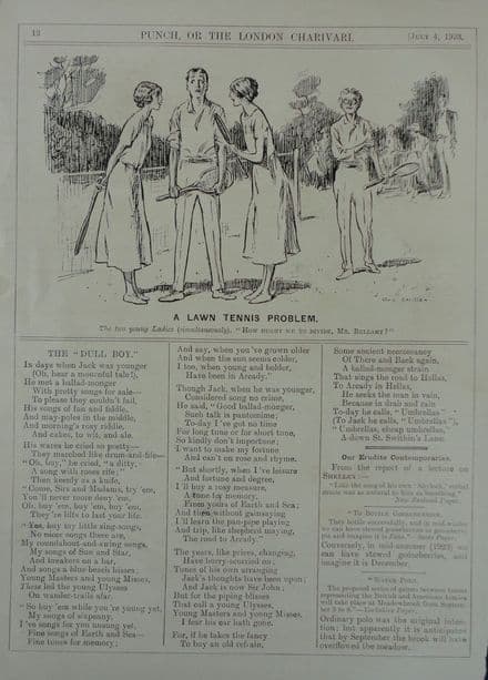 "A Lawn Tennis Problem" Lewis Baumer (Punch 1923 Jul 4th)
