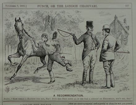 "A RECOMMENDATION" Punch Cartoon (1891, Nov 7)