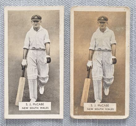 "A Series of 50 Cricketers" Carreras (1934, SJ McCabe x2)