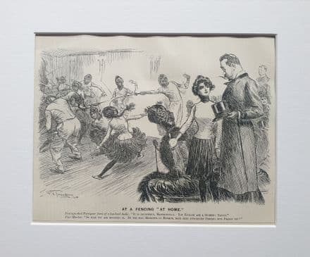 "AT A FENCING, AT HOME" Punch Cartoon (1905, Mar 8)