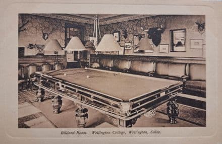 "Billiard Room - Wellington College" Postcard (Postally Un-used)