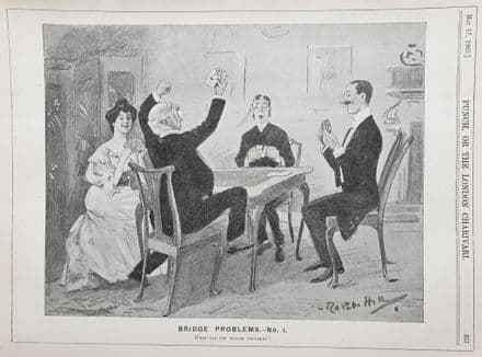 "BRIDGE PROBLEMS - NO1" Punch Cartoon (1905, May 17th)