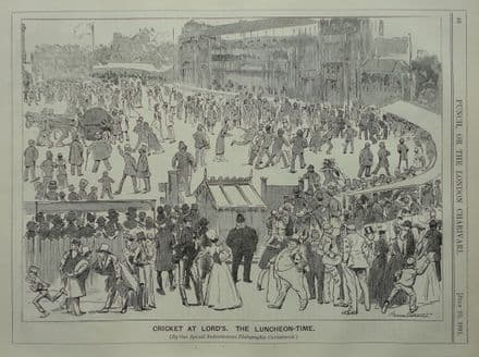 "CRICKET AT LORD'S" Harry Furniss Punch Cartoon (1891, Jul 23rd)