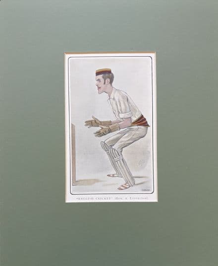 "ENGLISH CRICKET (Hon A Lyttelton)" Coloured Cricket Print