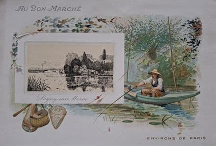 "Environs de Paris" (Fishing) Card Au Bon Marche