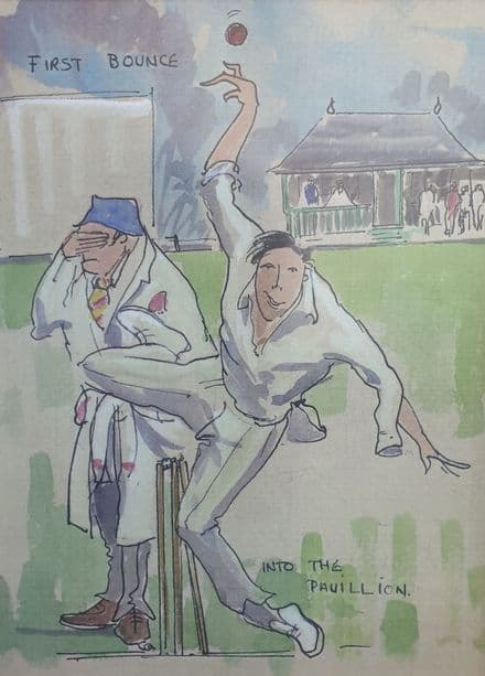 "First Bounce Into The Pavillion" (1994) Mark Huskinson Coloured Print