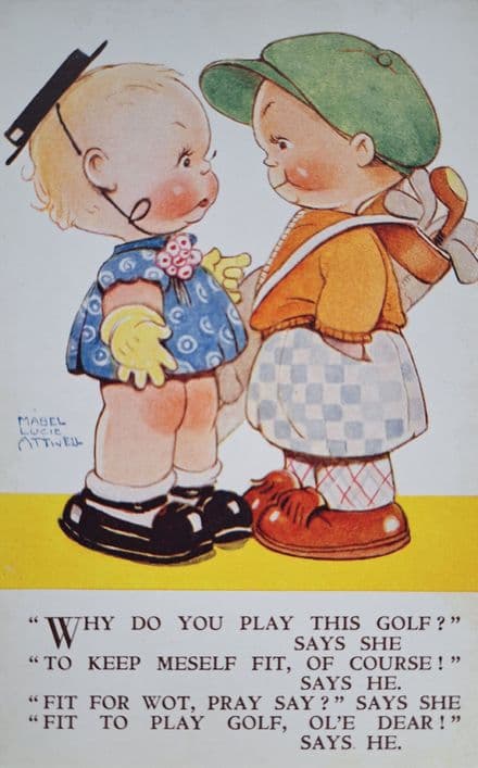 "Fit for Golf" Card (Un-used) Mabel Lucie Attwell