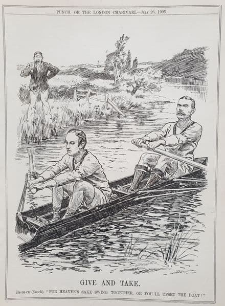 "GIVE AND TAKE" Punch Cartoon (1905, Jul 26)