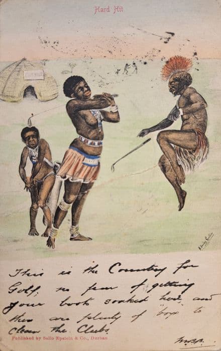 "Hard Hit" Golf Card (1905, Used) Sallo Epstein