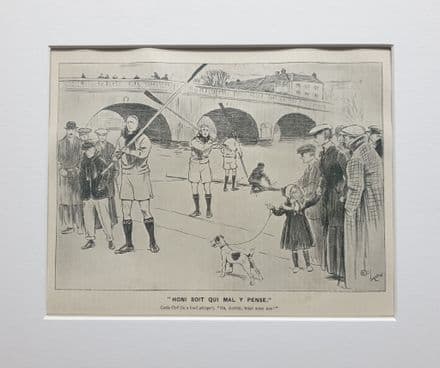 "HONI SOIT QUI MAL Y PENSE" Punch Rowing Cartoon (1905, Mar 29th)