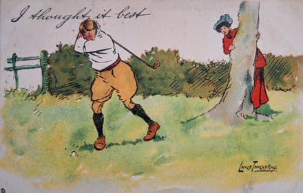 "I thought it best" Golf Cartoon Card (1905, Used) Raphael Tuck