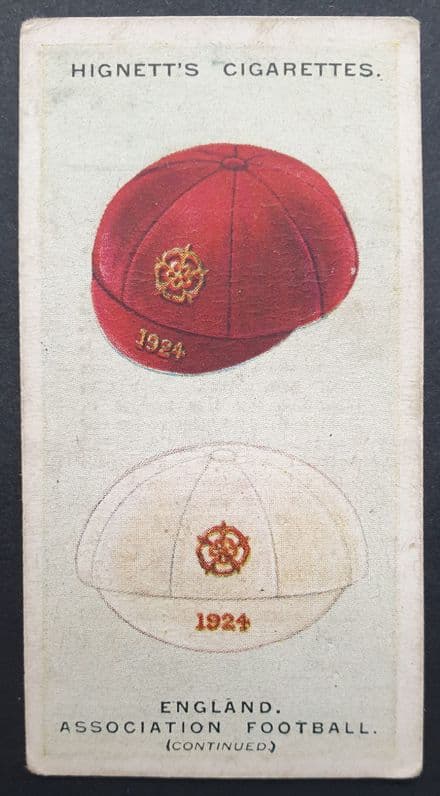 "International Caps and Badges", Hignett Brothers (1924, 1 Card)