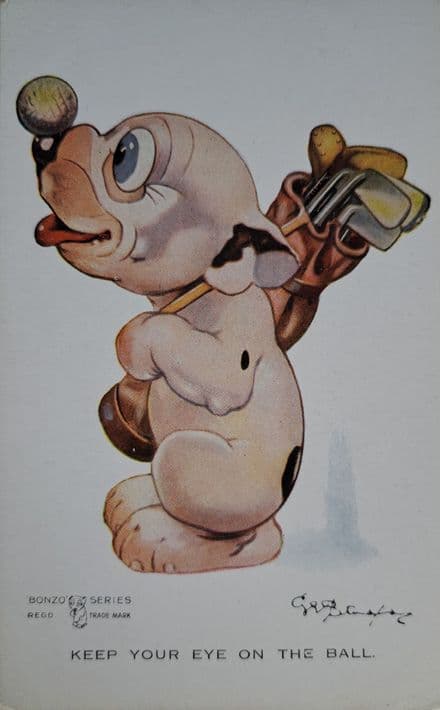 "Keep Your Eye on the Ball" Bonzo Golf Card (Un-used)