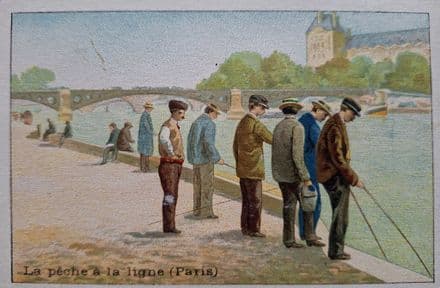 "La Peche a la Ligne Paris" (Fishing) Card