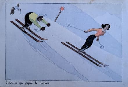 "le monsieur qui prepare le chamois" Skiing Card (1953)