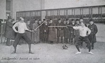 "Les Sports - Assaut au sabre" Postcard (Fencing)