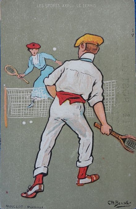 "Les Sports XXV - Le Tennis" Card (Unused)