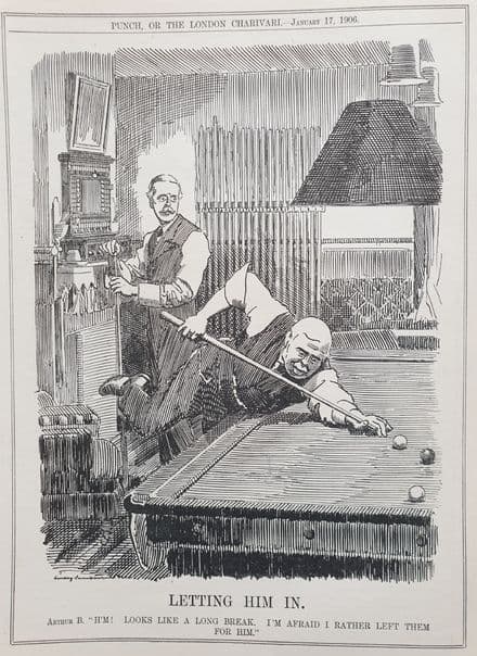 "LETTING HIM IN" Punch Cartoon (1906, Jan 17)