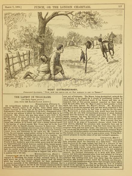 "MOST EXTRAORDINARY" Punch Cartoon (1891 Mar 7)