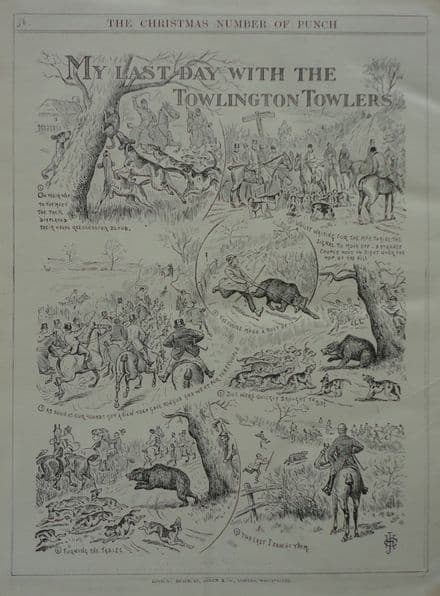 "MY LAST DAY WITH THE TOWLINGTON TOWLERS" Punch Cartoon (1891 Dec)
