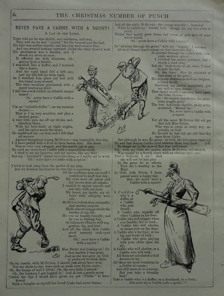 "NEVER HAVE A  CADDIE WITH A SQUINT" Punch Cartoon (1891 Dec)