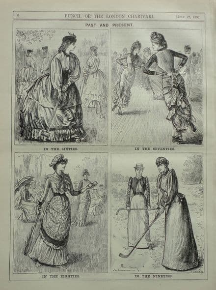 "PAST AND PRESENT" Punch Cartoon (1891, Jul 18th)