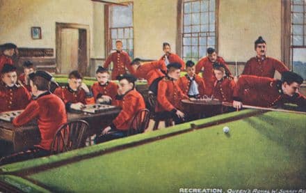 "Recreation - Queen's Royal W Surrey Regt" Postcard (1905, Used) Tuck