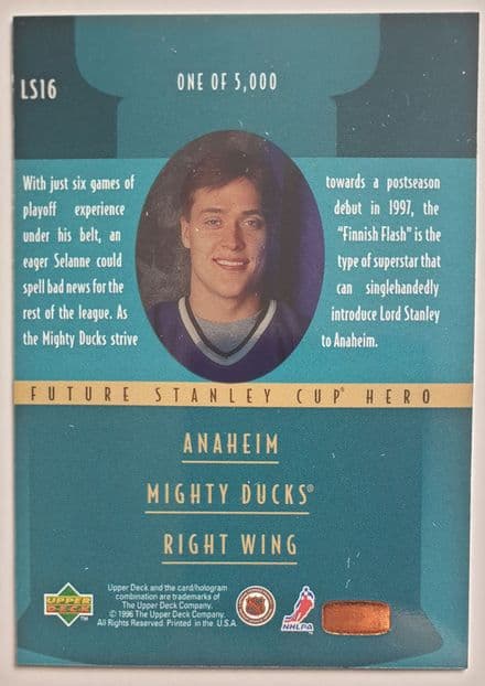 "Teemu Salanne, LS16" by Upper Deck (1996, 1 of 5,000)