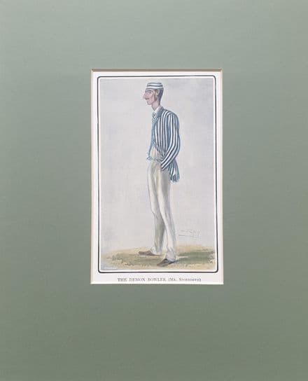 "THE DEMON BOWLER (MR SPOFFORTH)" Coloured Cricket Print