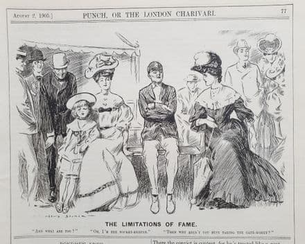 "THE LIMITATIONS OF FAME" Lewis Baumer Cartoon (Punch, 1905)