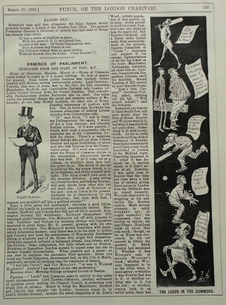 "THE LORDS IN THE COMMONS" Cartoon (Punch, 1891)
