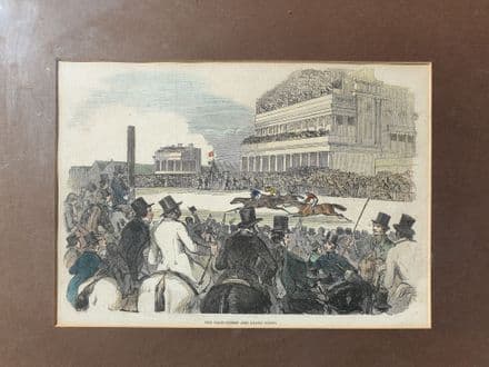 "The Race Course & Grand Stand" Coloured Print