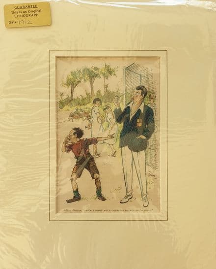 "The Tennis Blazer" Chas Grave Coloured Cartoon (Punch, 1912)