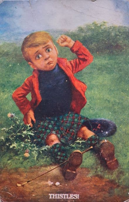 "Thistles!" Langsdorrf Golf Card (1908, Used)