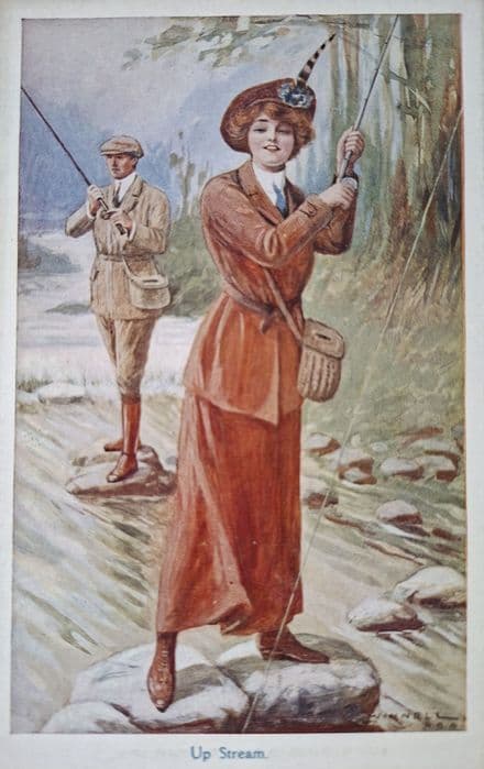 "Up Stream" (Fishing) Card