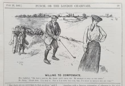 "WILLING TO COMPENSATE" Punch Cartoon (1905, Jul 26th)
